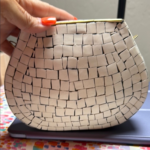 Luxurious Cream and Gold Mosaic Wristlet